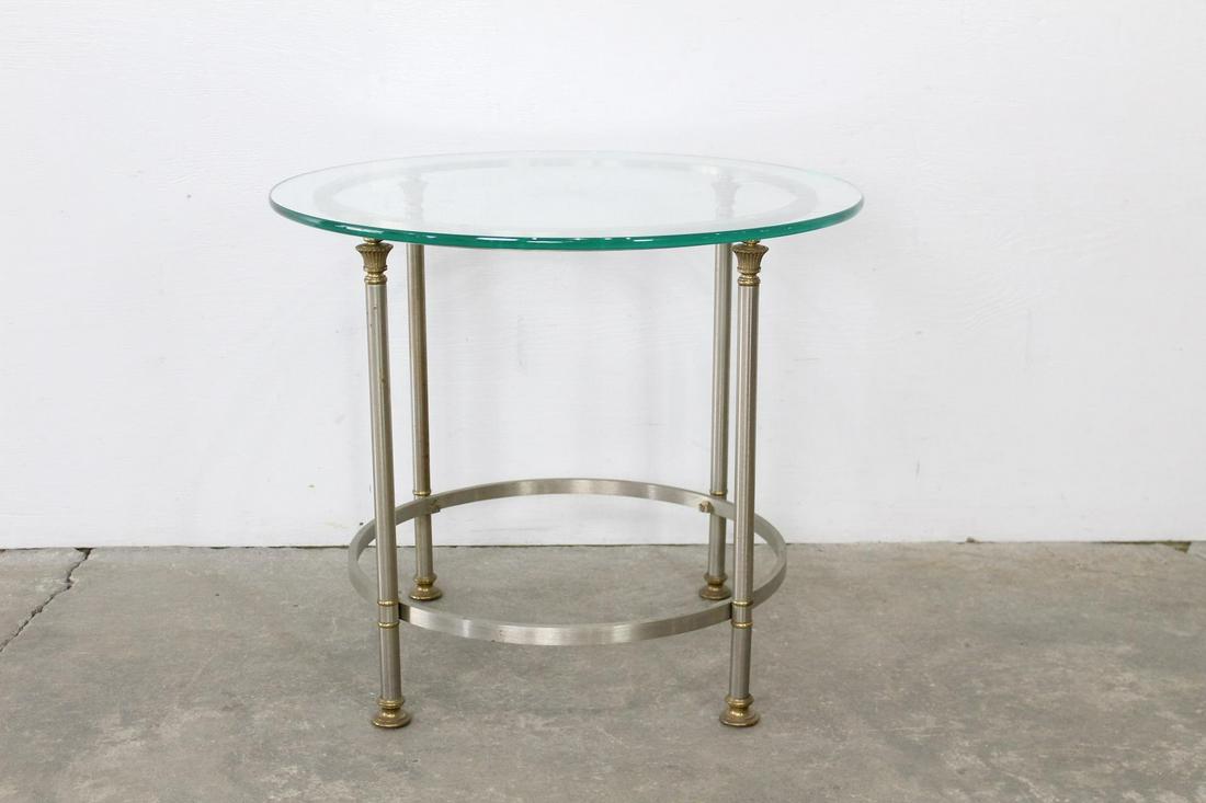 Mid-Century Hollywood Regency Circular Glass Side Table (1 of 7)