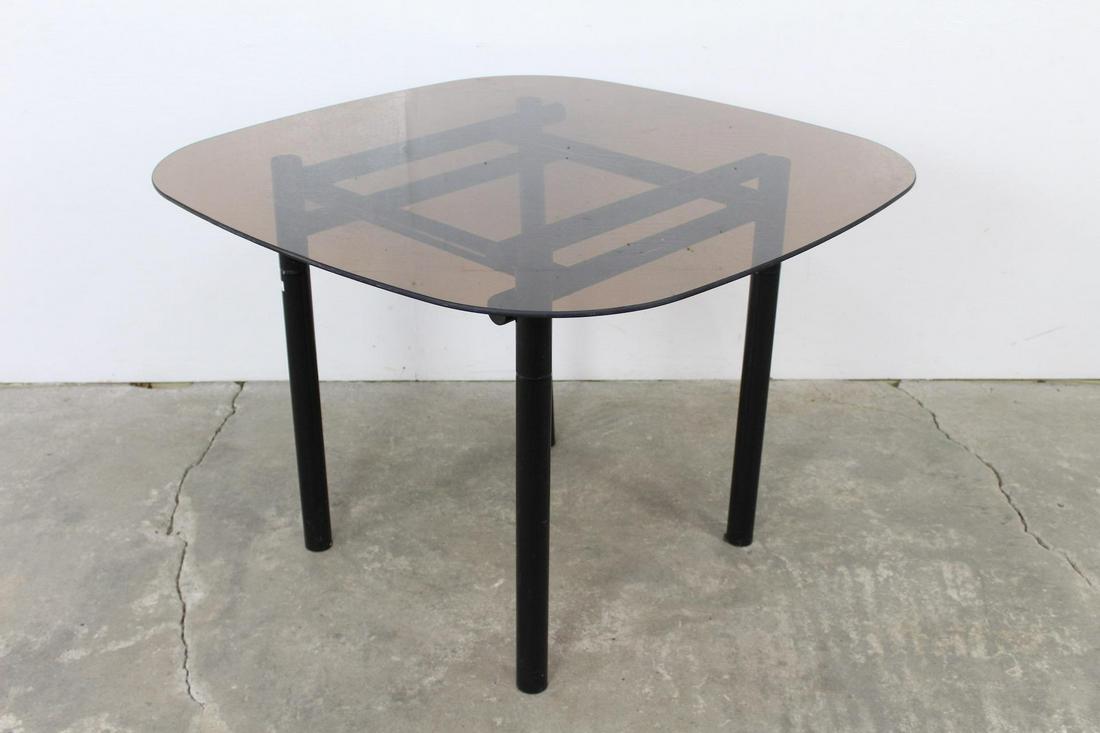 Mid-Century Modern Smokey Glass & Metal Dining Table (1 of 7)