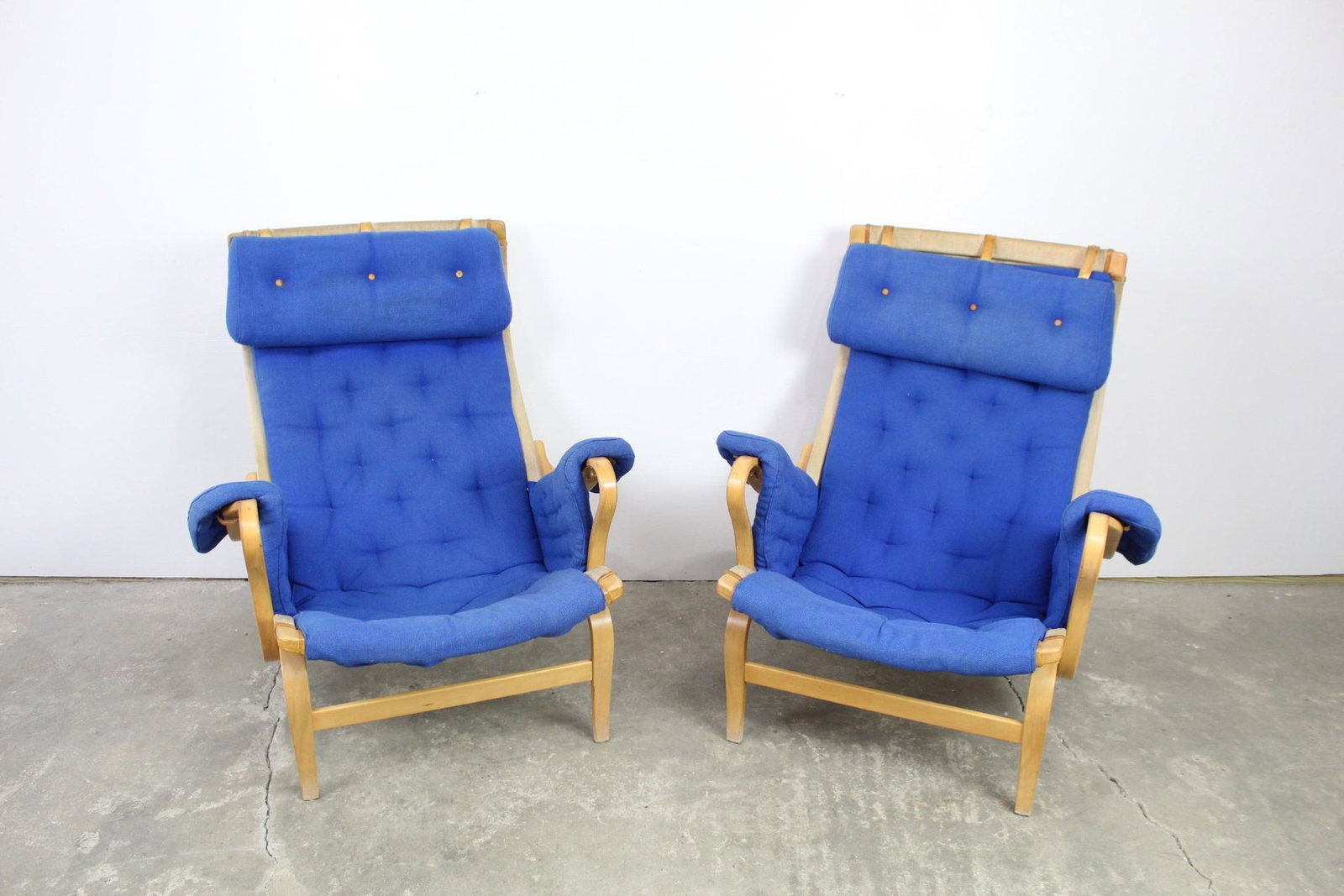 Pair Modern Blue Bruno Mathsson Pernila Chairs (1 of 11)