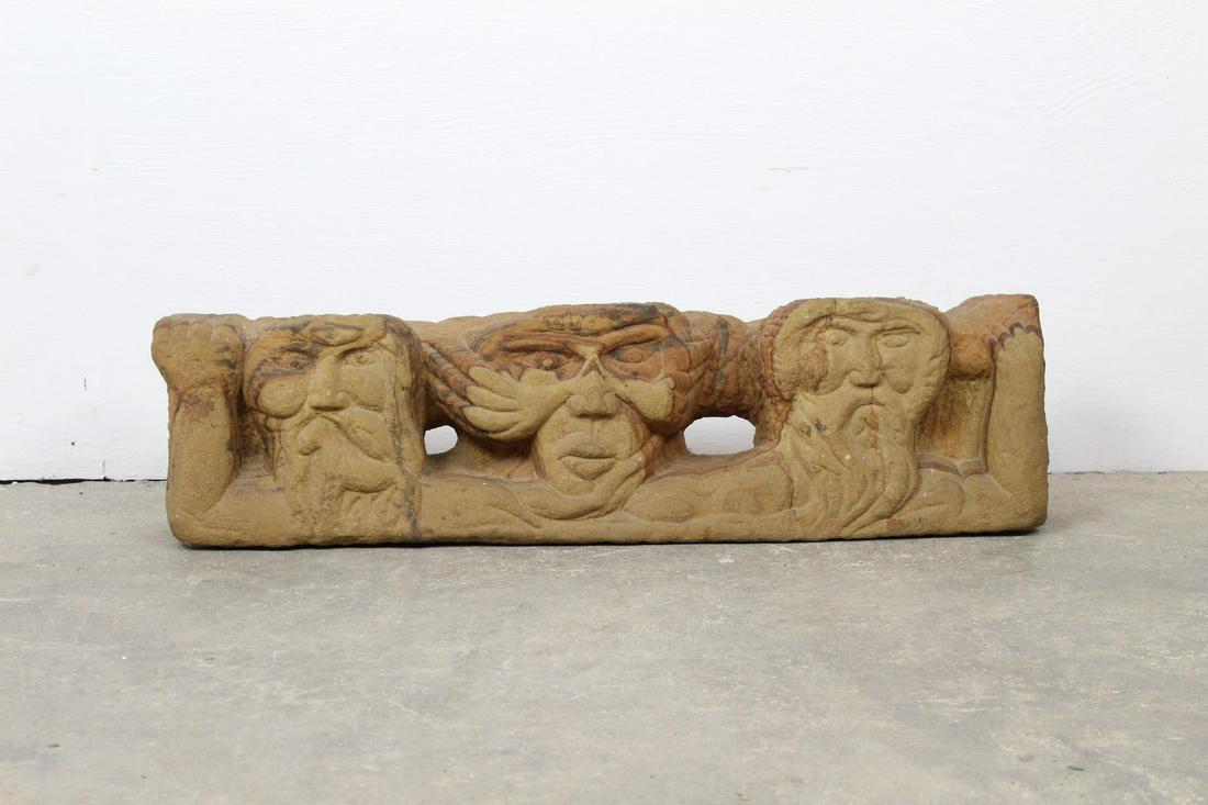 Naive Carved Stone Sculpture,Folk Art Mythical Portrait (1 of 7)