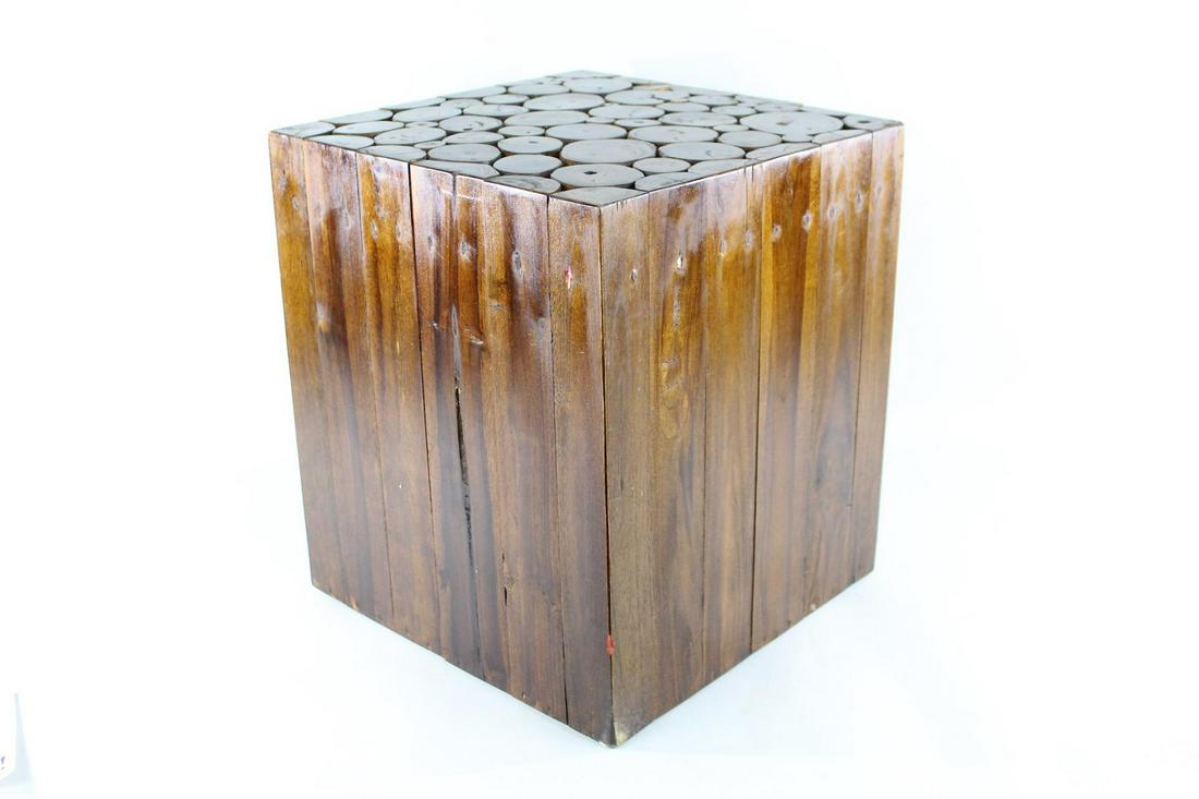 Mid-Century Modern Log Branch Cube Side Table Stand (1 of 5)