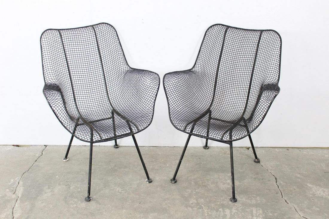 Pair Modern Sculptura Wire Patio Chairs Russell Woodard (1 of 10)