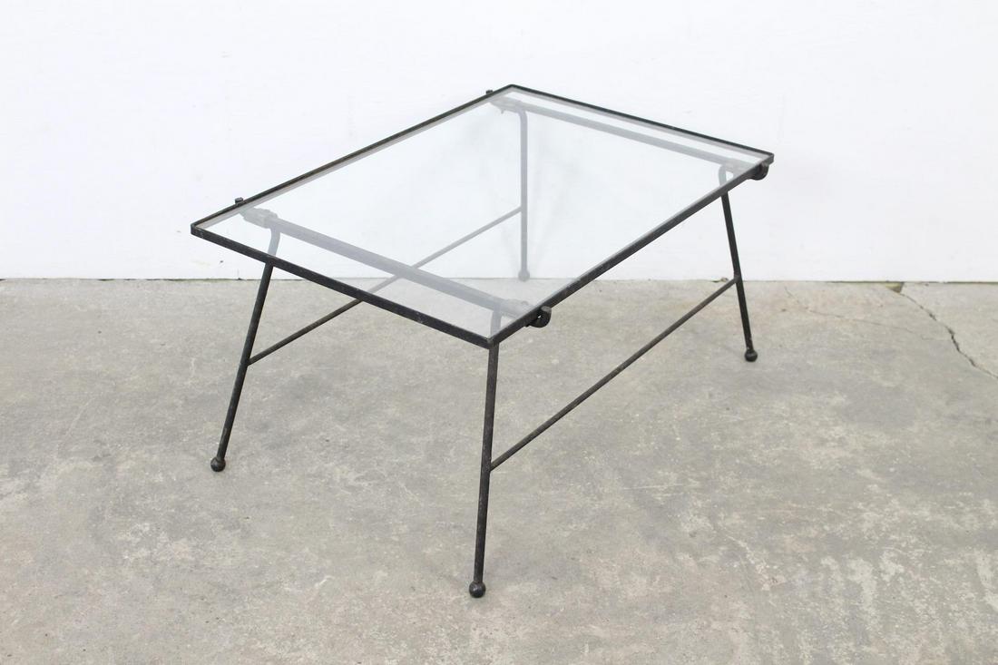 Mid-Century Modern Iron Rectangular Table w/Glass Top (1 of 5)