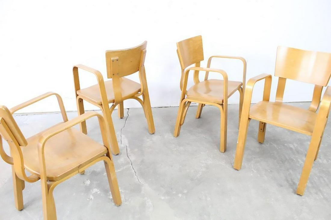 Set of 4 Mid-Century Modern Thonet Bentwood Arm Chairs (1 of 7)