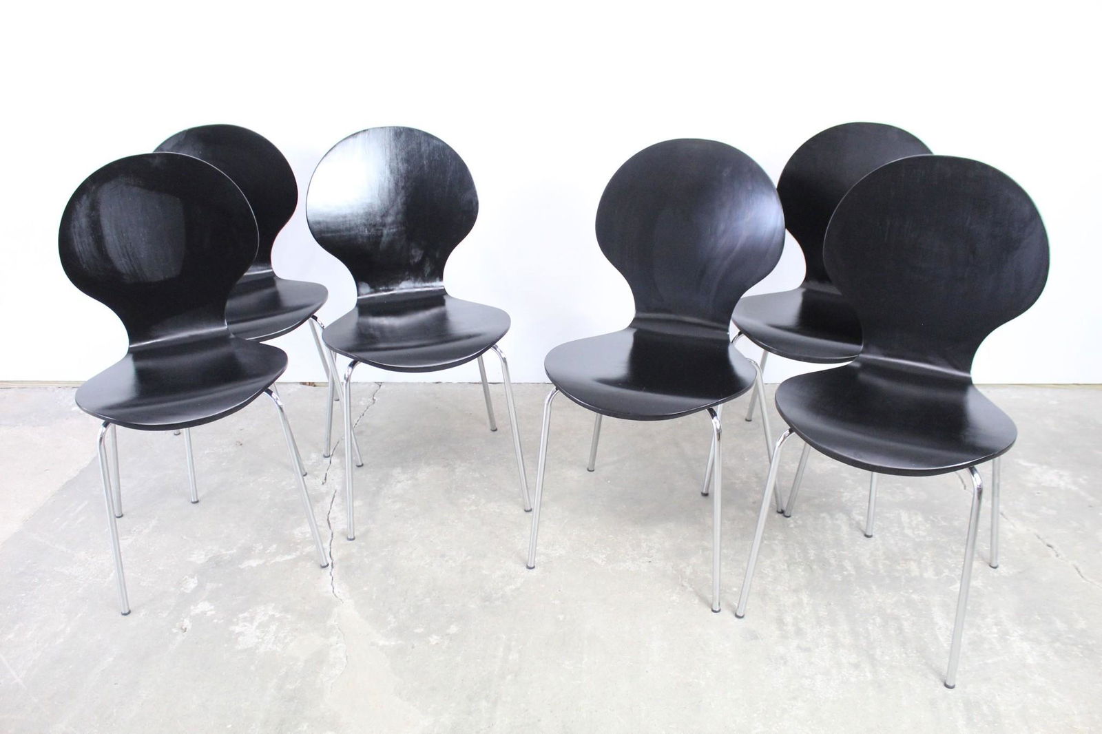 Set/6 New West Elm Metal & Wood Stacking Dining Chairs (1 of 9)