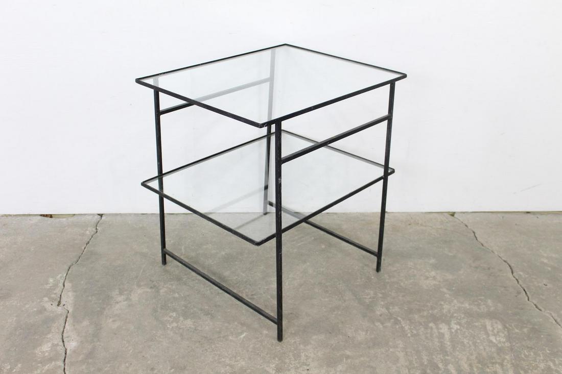 Modern 2Tier Black Metal & Glass Top Side/End Table (1 of 6)