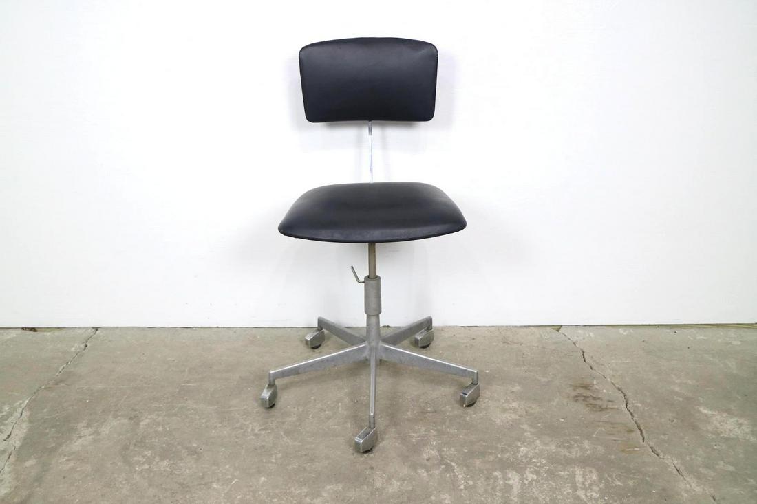 Mid-Century Modern Black Leather Chrome Office Chair (1 of 10)