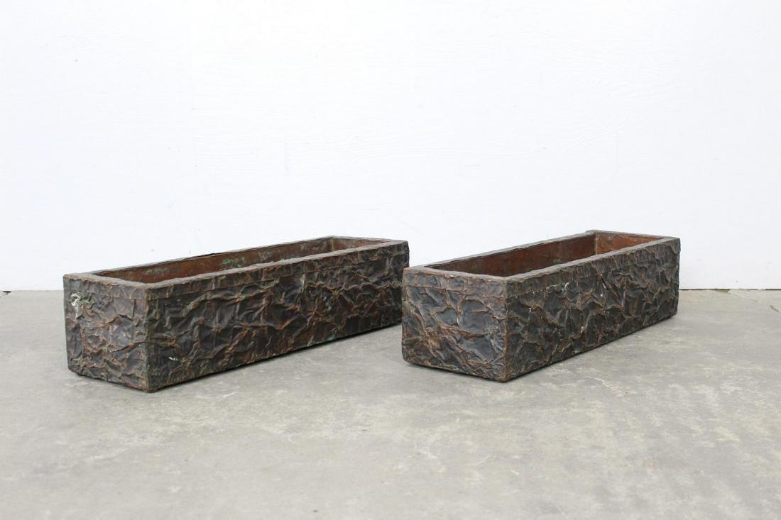 2 Brutalist Hammered Copper Planters, Flower Boxes (1 of 7)