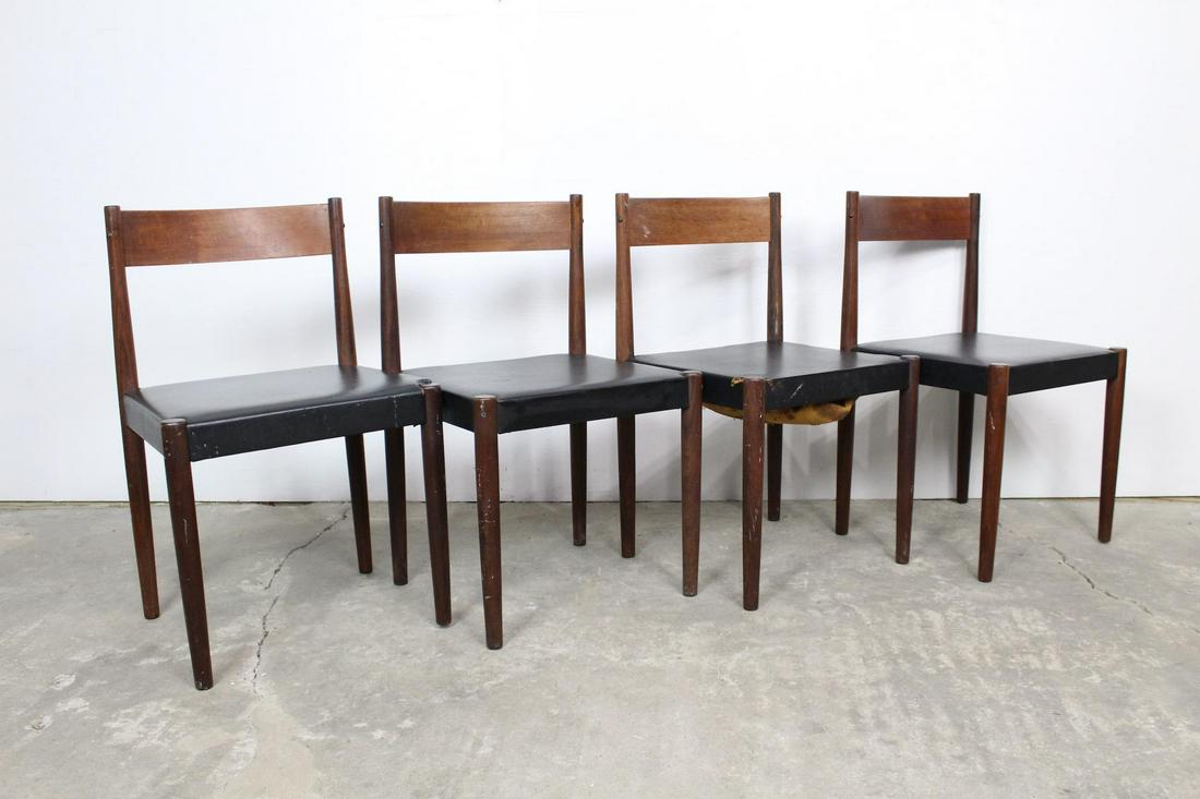 Set of 4 Mid-Century Modern Wood &Leather Dining Chairs (1 of 8)