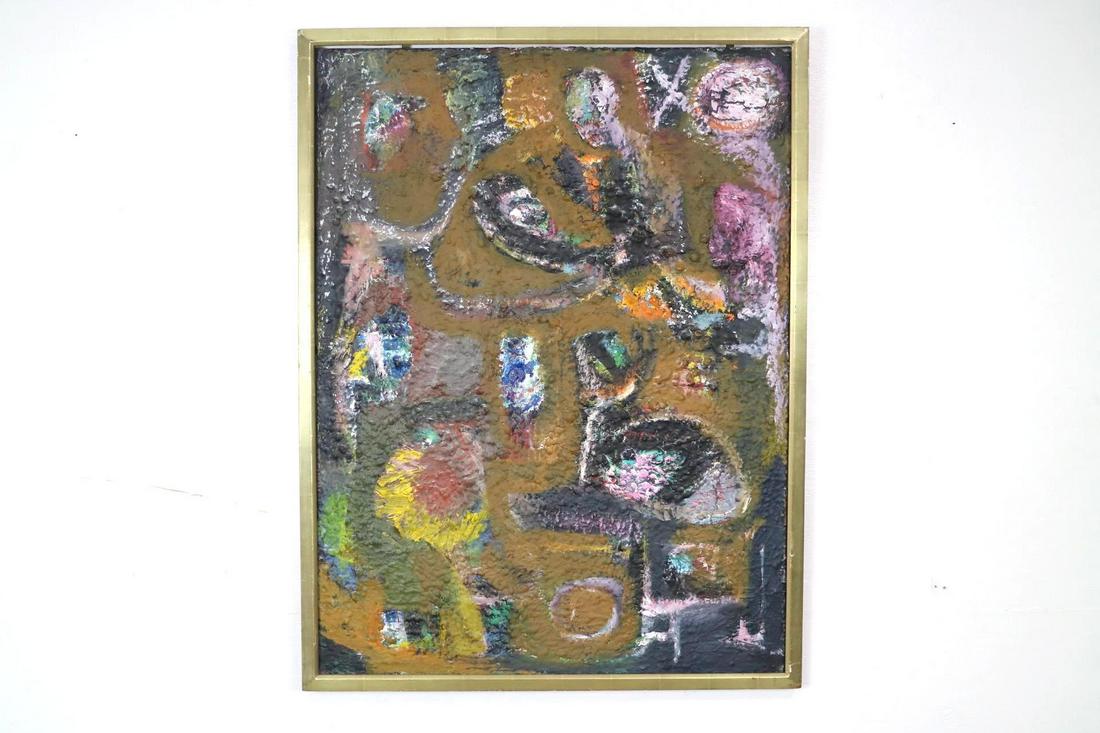 Framed Abstract Encaustic Wax Stretched Canvas Painting (1 of 9)