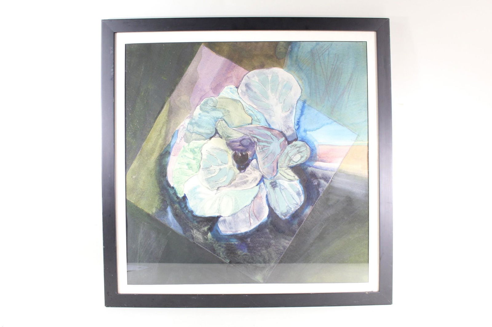 Framed Watercolor Flower Painting Signed San Soucie (1 of 10)
