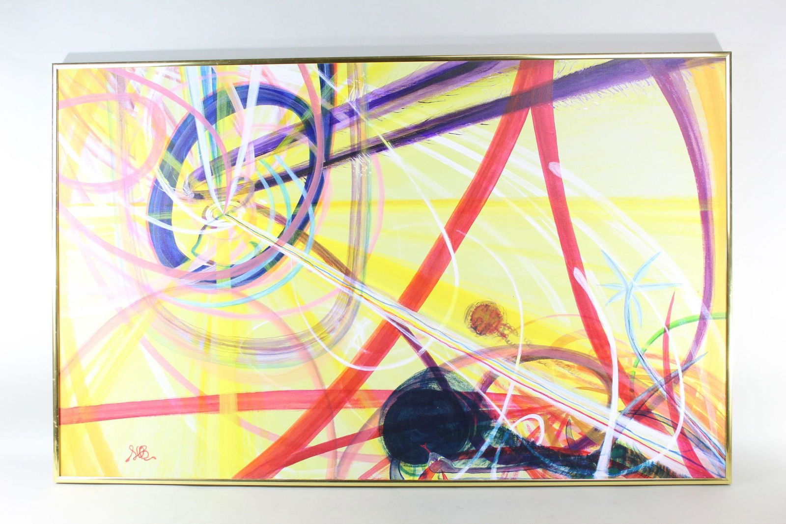 Non-Objective Abstract Art Original Colorful Painting: Non-Objective Abstract Art Original Colorful Painting. This is a very active, non-objective abstract painting. It has bright, saturated hues reminiscent of a Wassily Kandinsky or an Amy Sillman painti