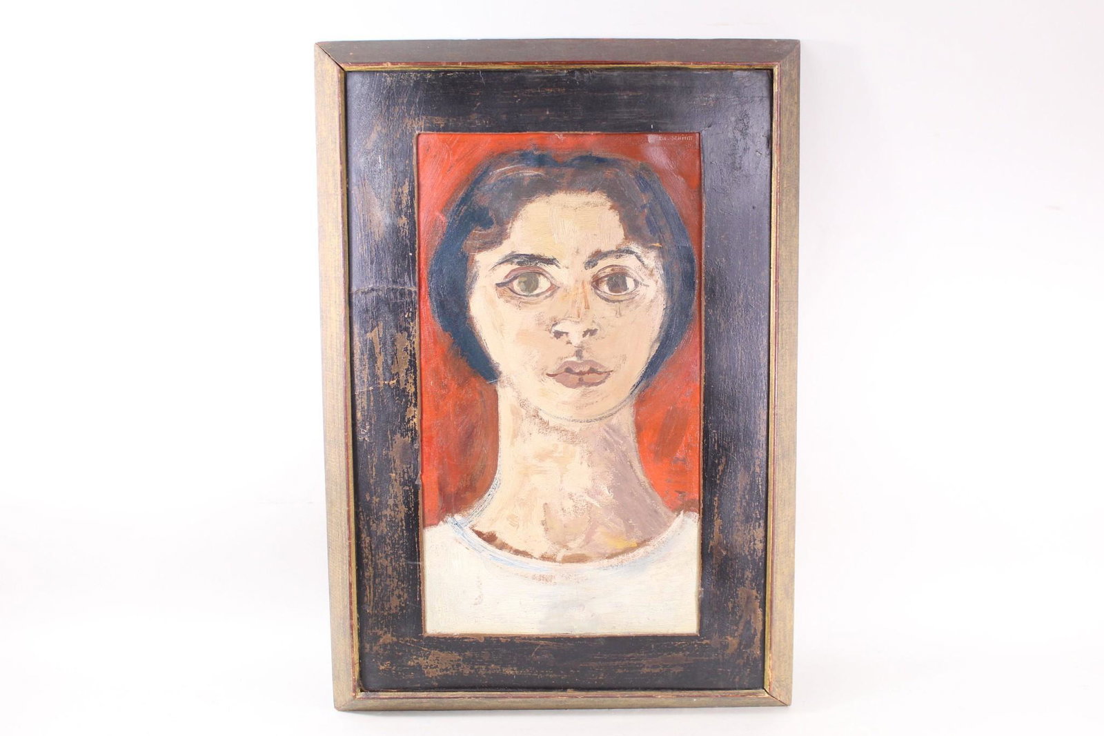 Framed Modern Painting Brown Eyed Woman, E.L. Schmitt (1 of 13)