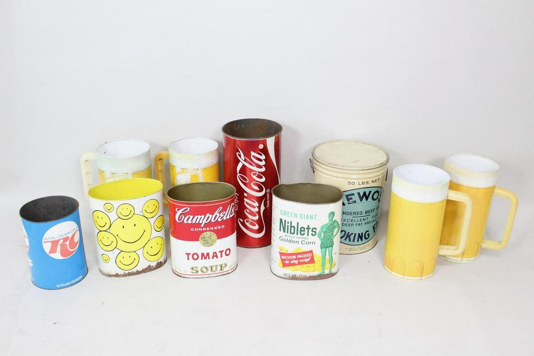 10 Mid Century Kitchen Tin Trash Cans, Waste Baskets (1 of 9)