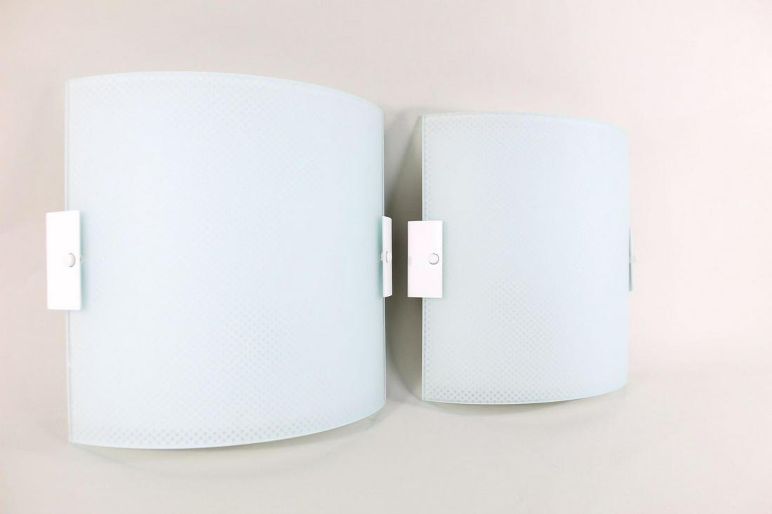 Pair 1990's Lightolier Glass & Metal Sconces,Postmodern (1 of 8)