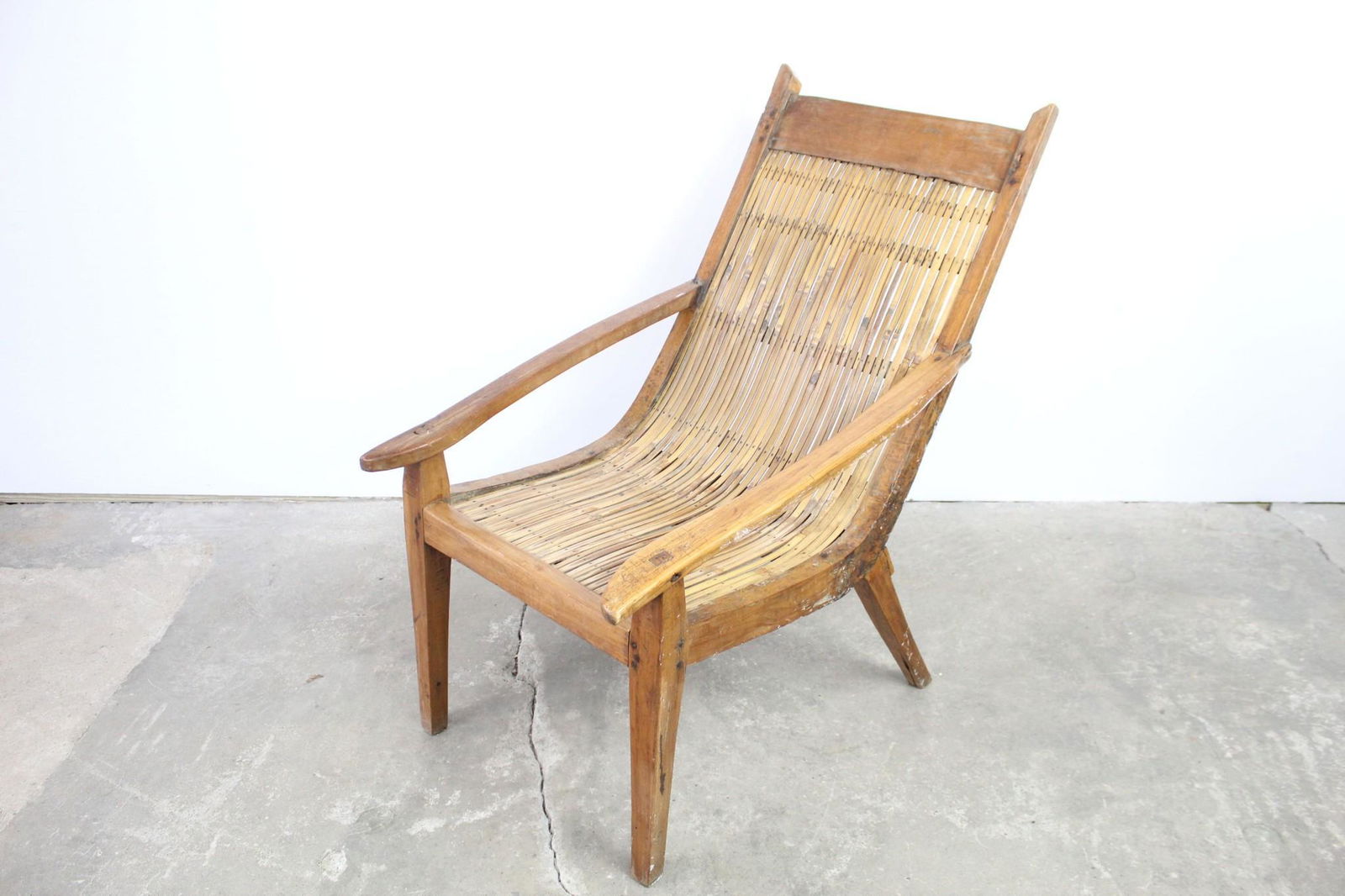Mid-Century Modern Split Reed Bamboo Lounge Chair (1 of 14)