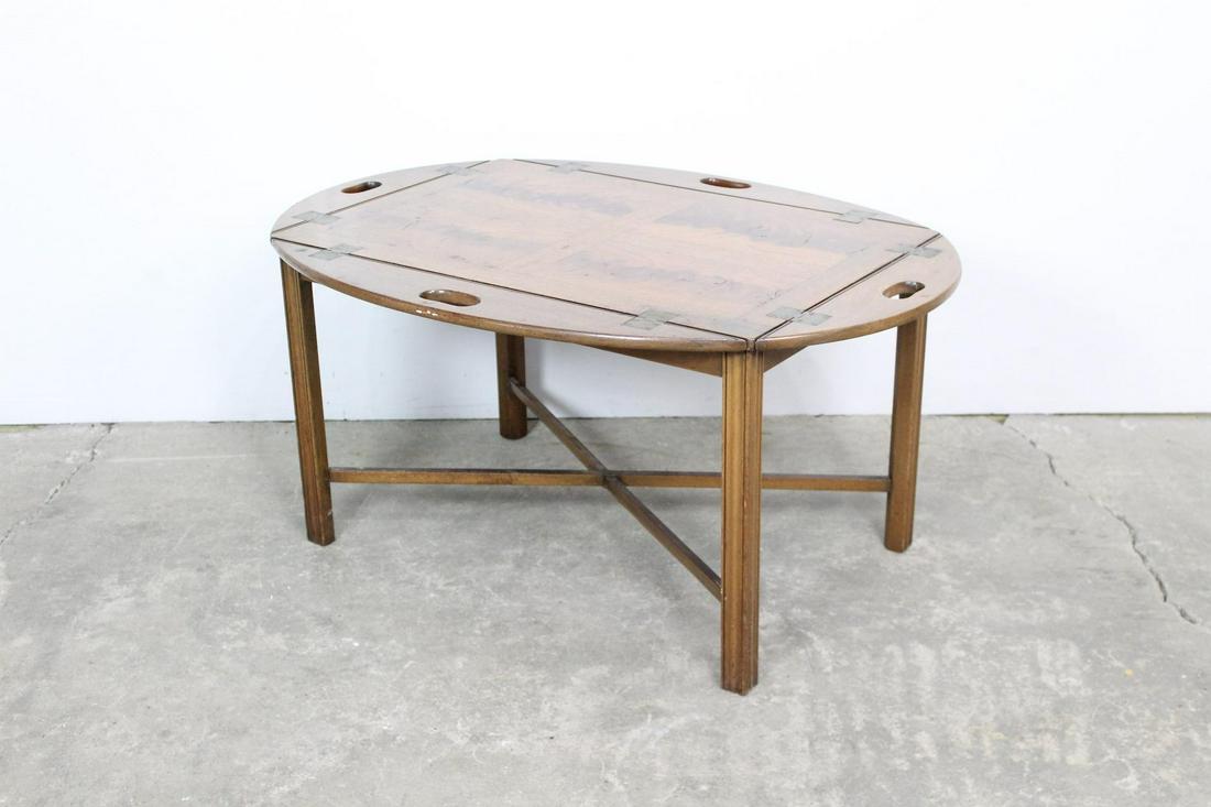 Bookmatched Wood Butler's Tray Table w/Brass Hinges (1 of 7)