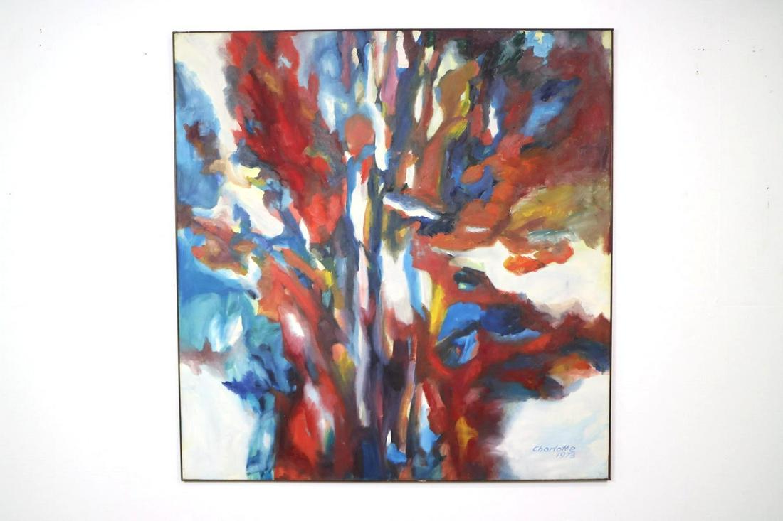 Large Canvas Abstract Painting Signed Charlotte Newman (1 of 11)