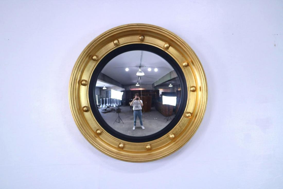 Large Gold Gilt Framed Round Convex Bullseye Mirror (1 of 9)