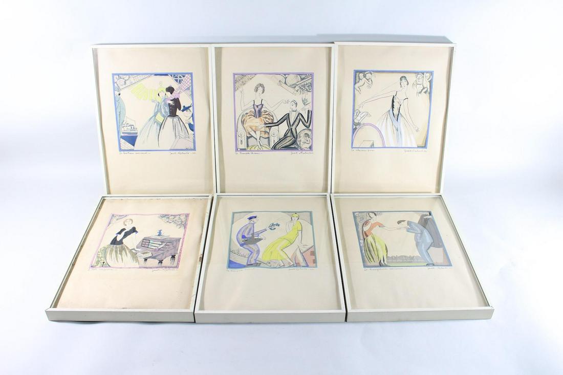 6 Original Jack Roberts Watercolor Illustrations 1922 (1 of 12)
