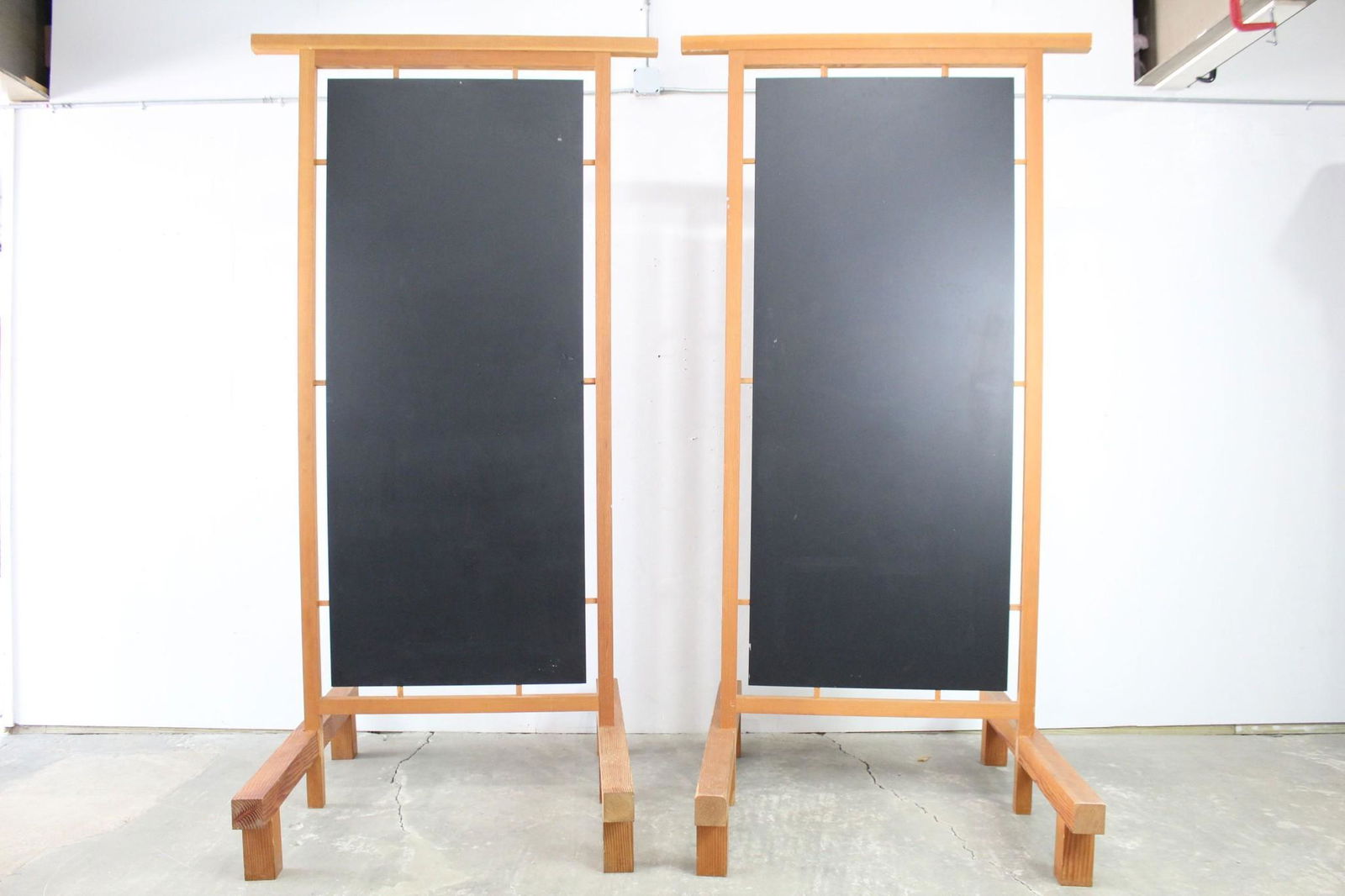 Pair of Large Modern Wooden Screens w/Black Panels (1 of 9)