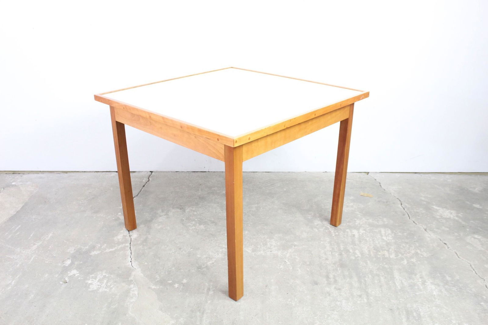 Modern White Glass Top,Square Wooden Kitchen Table (1 of 5)