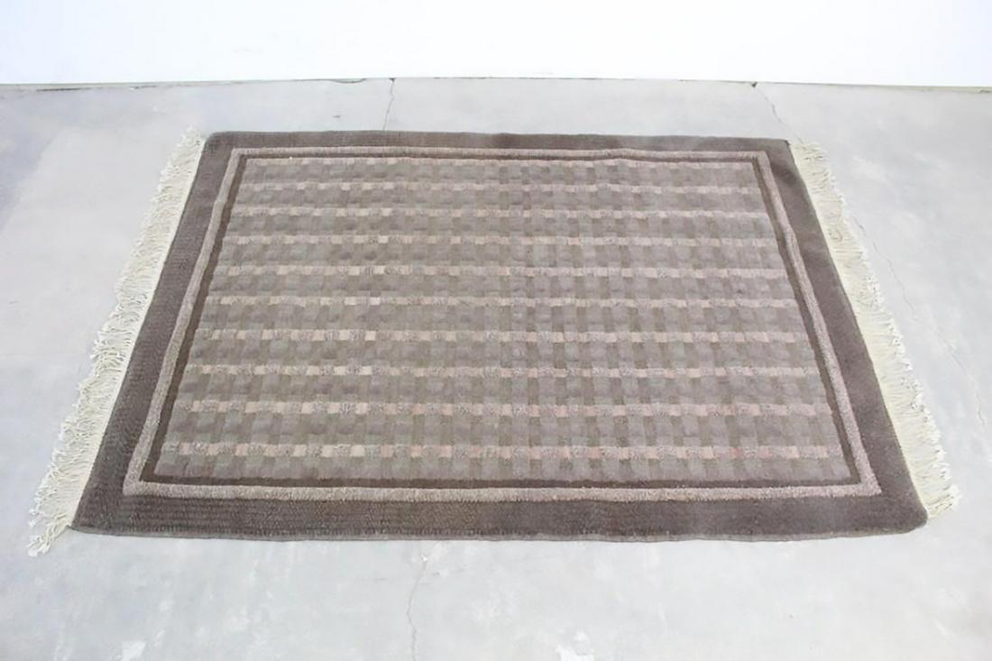 1980's Designer Hand Knotted Wool Rug, Checked Pattern (1 of 10)
