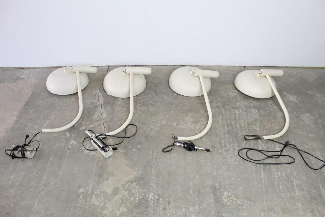 4 White Metal Mid-Century Modern Desk Lamps, Lot B (1 of 12)