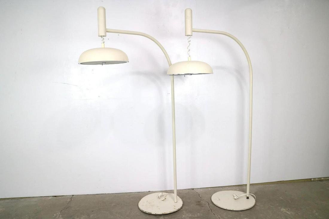 Pair Mid-Century Modern Arc Industrial Floor Lamps (E) (1 of 9)