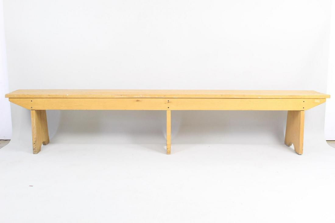 Mid Century Modern Craftsman Slatted Pine Bench (2/2) (1 of 7)