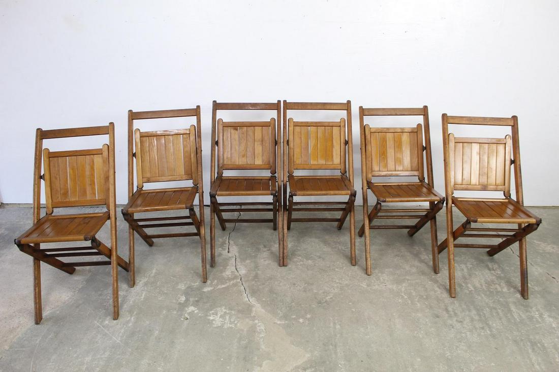 6 Wooden Folding Slatted Outdoor Wedding Garden Chairs (1 of 12)