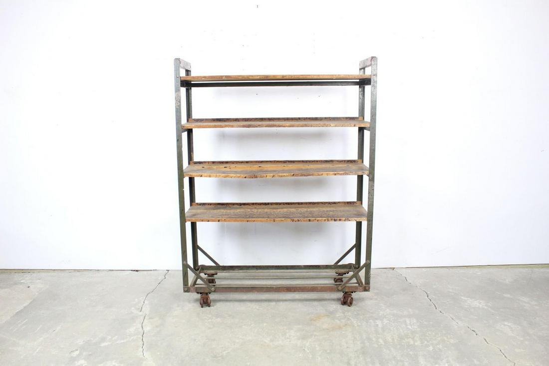 Antique Industrial Neverax Wood Iron Shoe Rack Shelves (1 of 13)