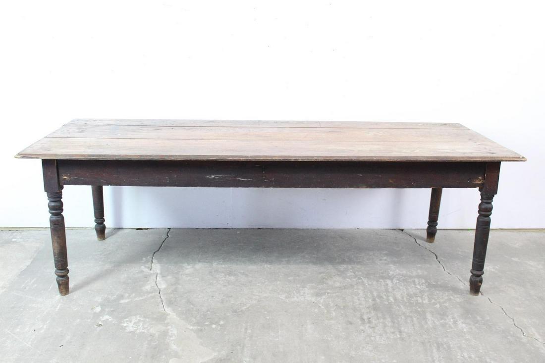 Antique 94" Wooden Country Farm Harvest Dining Table (1 of 16)