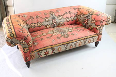 George Smith Kilim Upholstered Chesterfield Couch Sofa