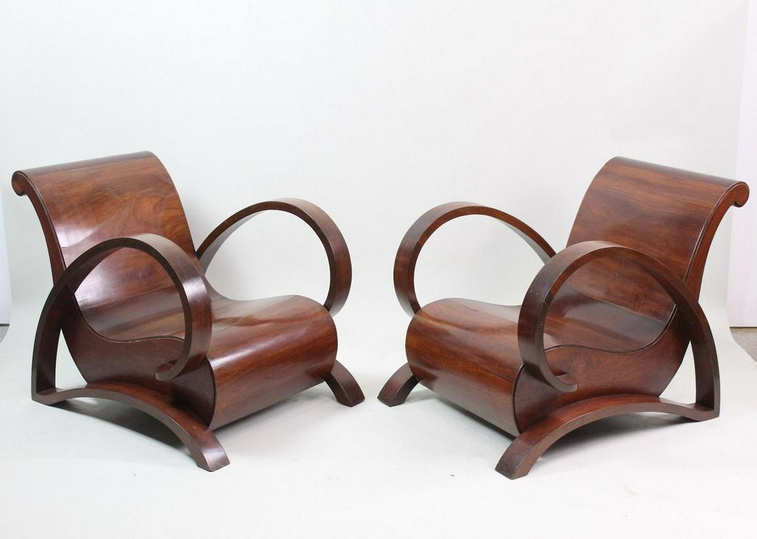 Pair Art Deco Streamline Bentwood Halabala Garth Chairs (1 of 18)