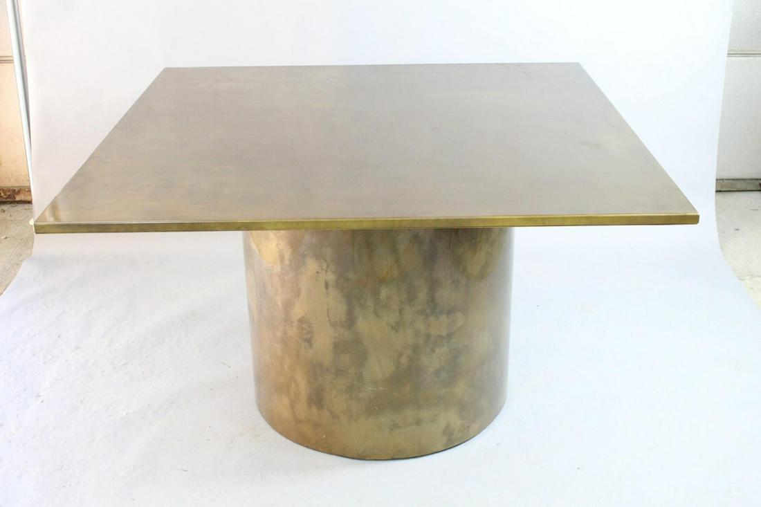 Modern Custom Square Top Patinated Brass Dining Table (1 of 8)