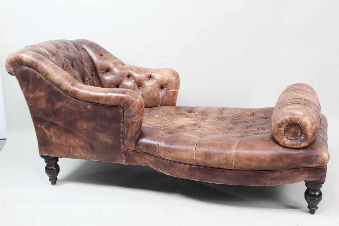 George Smith Tufted Brown Leather Studded Chaise Lounge (1 of 11)