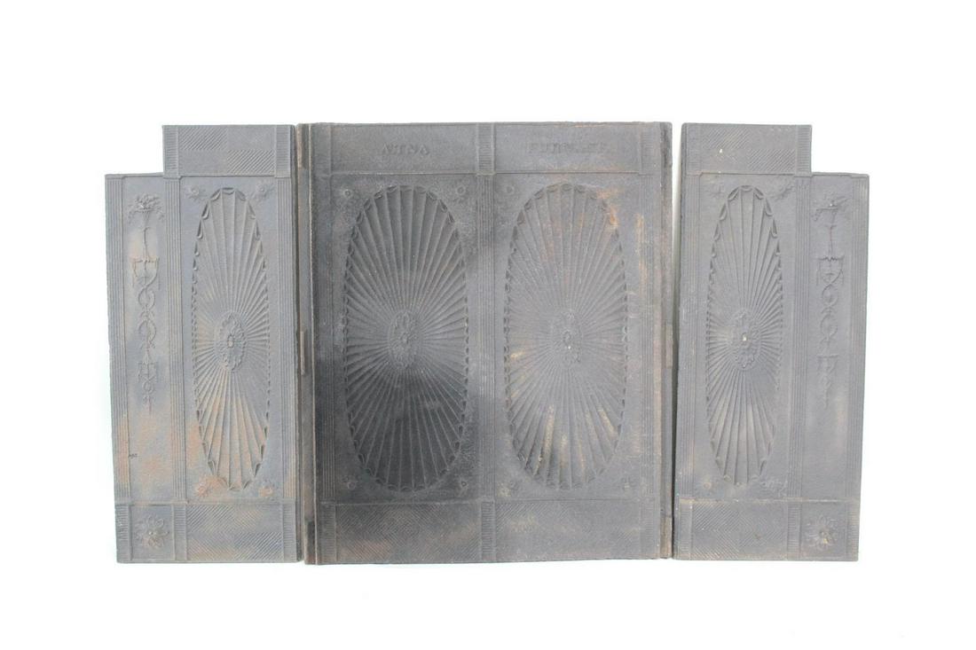 Cast Iron Aetna Furnace 3 Piece Fireplace Fireback (1 of 11)
