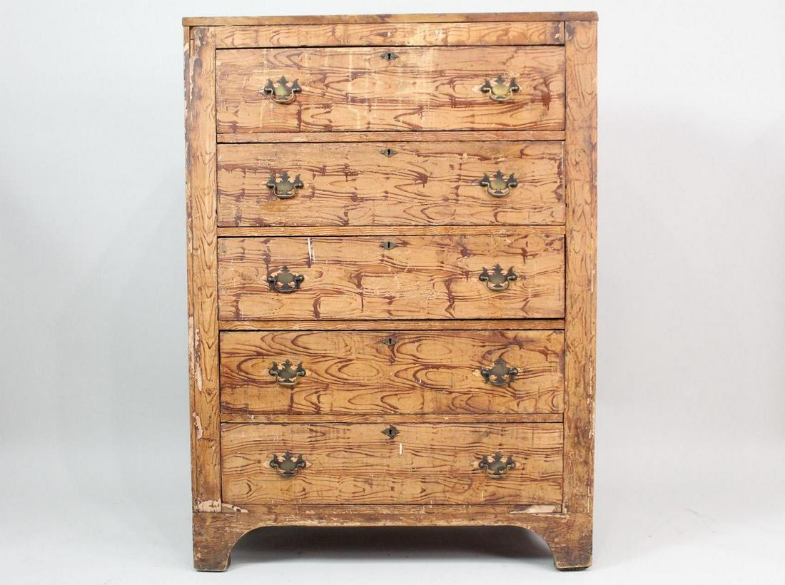 Antique Wood Faux Grain Painted Dresser Chest Drawers (1 of 17)