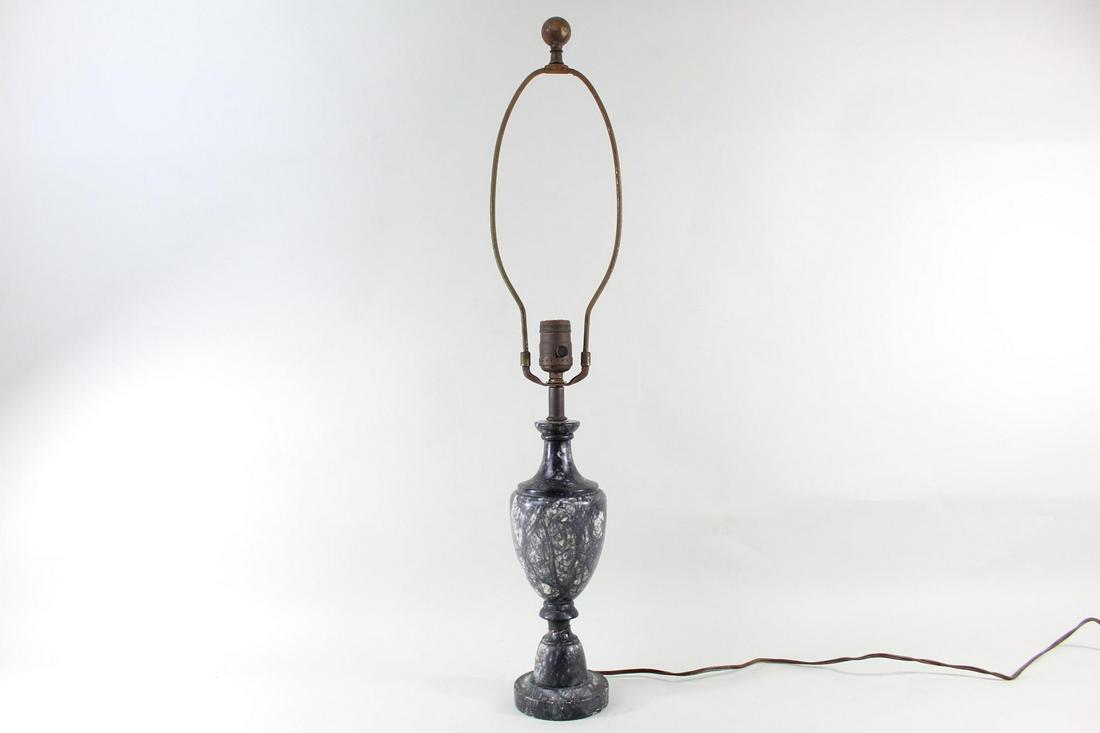 Neoclassical Italian Black & White Carved Marble Lamp (1 of 10)