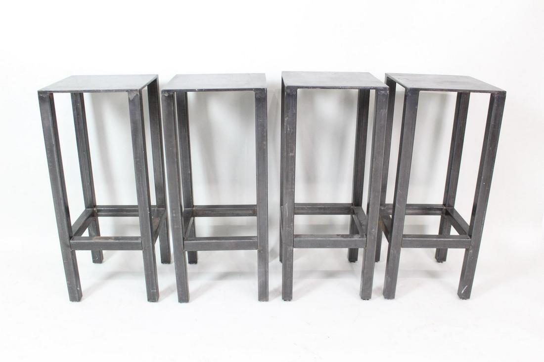 Set of 4 Industrial Welded Steel Bar Stools, Pedestals (1 of 9)