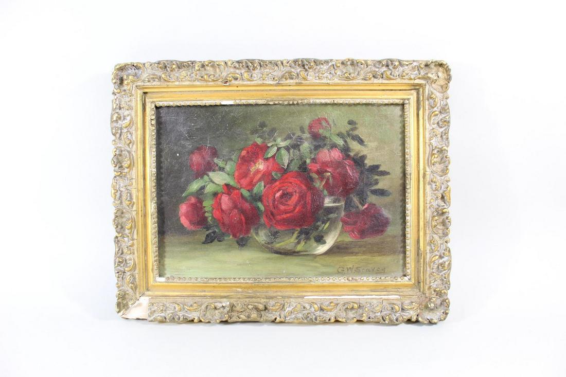 Antique Rose Oil Painting by George Washington Seavey (1 of 10)