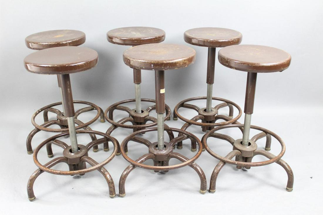 6 Industrial Ajusto Work Shop Bar Stools, Adjustable (1 of 11)