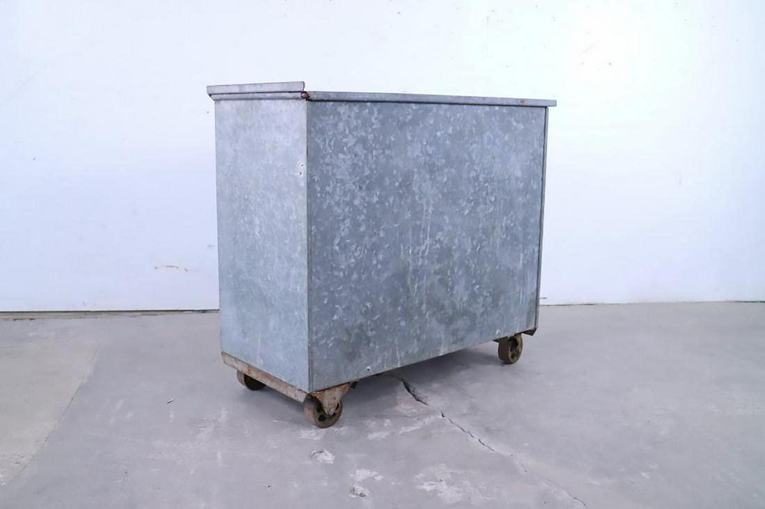 Industrial Galvanized Metal Cart w/Slide Top & Wheels (1 of 6)