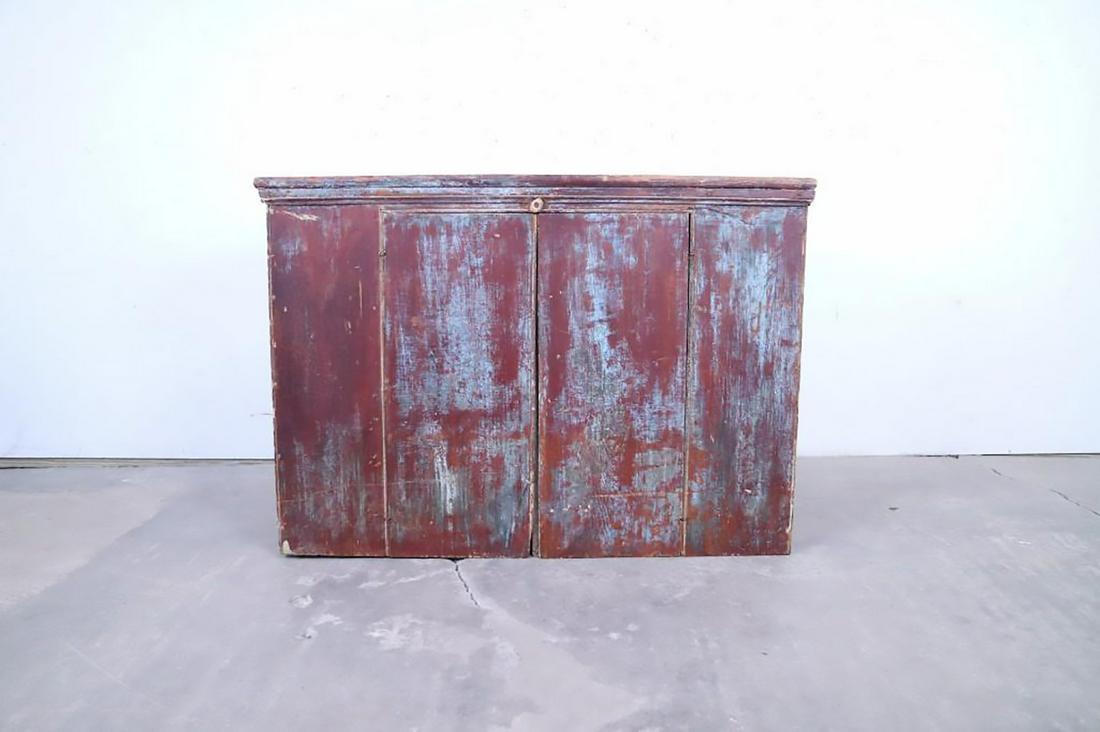 Primitive Farmhouse Red Wood Kitchen Cupboard Cabinet (1 of 9)