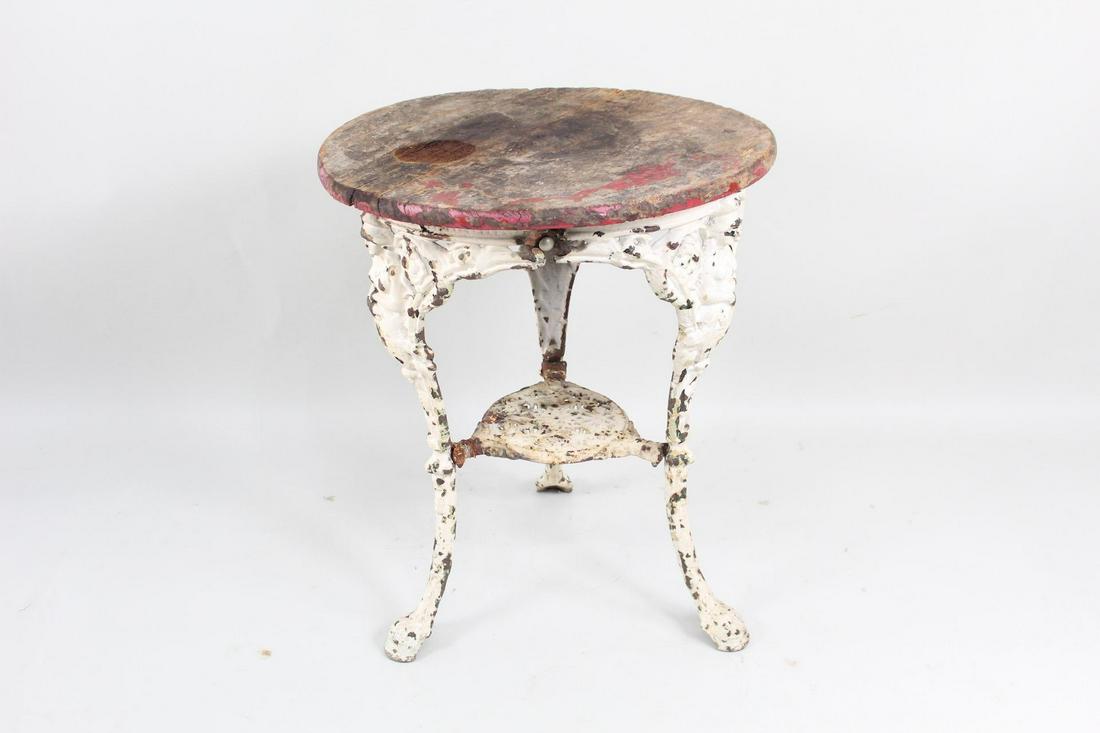 Victorian White Cast Iron Patio Garden w/Wood Table Top (1 of 13)