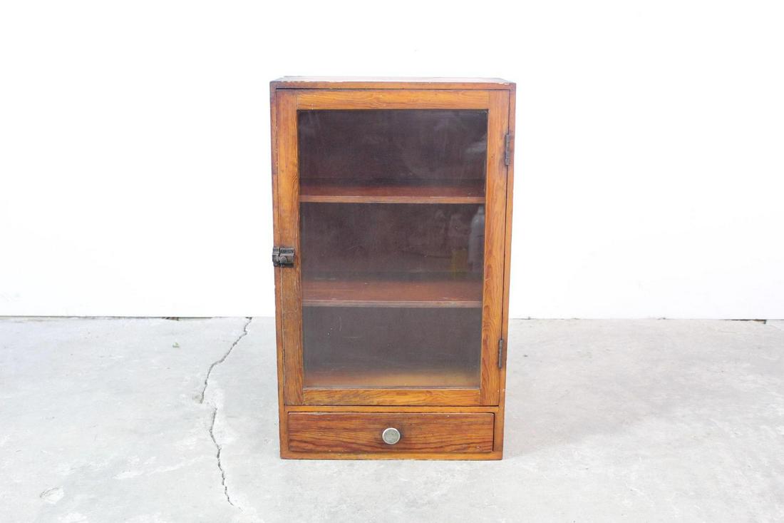 Small Wood Apothecary Shelf Display Case w/Glass Front (1 of 10)