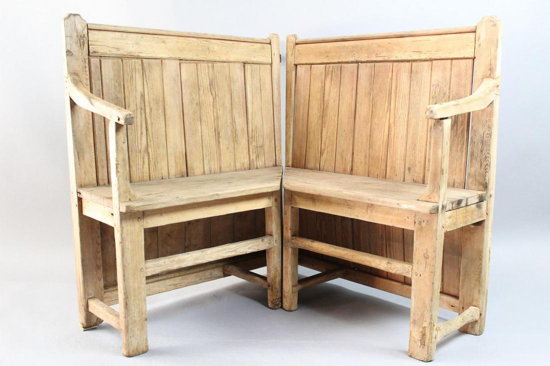 Pair Handmade Pew Style Corner Wood Benches,Dining Nook (1 of 15)