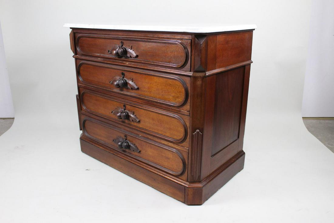 Victorian Chest of Drawers/Dresser w/Marble Top, Fruit (1 of 11)
