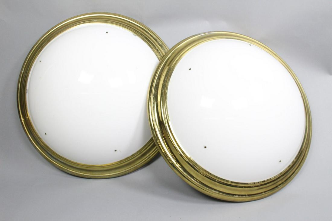 Pair of 2 Brass Ceiling Flush Mount Dome Light Fixtures (1 of 7)